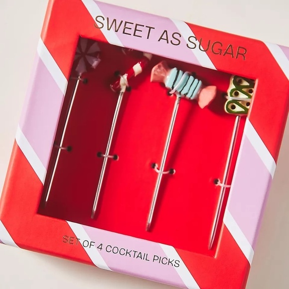 NWT Anthropologie Set of 4 Christmas Candy Bon Bon Cocktail Appetizer Picks - Picture 2 of 5